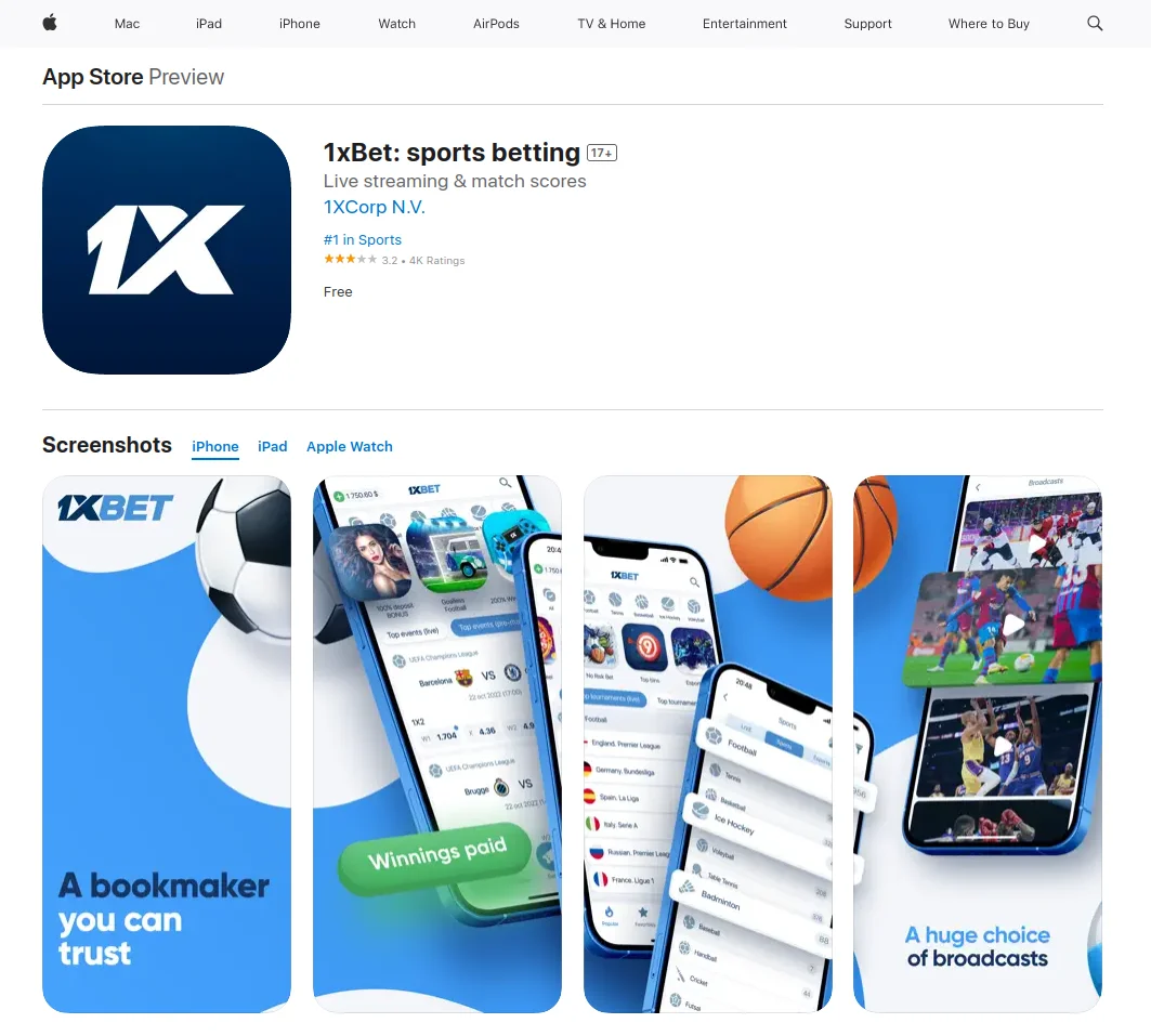 Download 1xbet from app store official