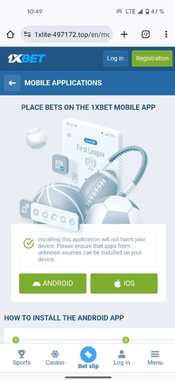 Choose you system: android or ios for donwload xbet app